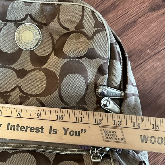 Coach Brown and Tan canvas with gold accents signature Backpack bag main image 7